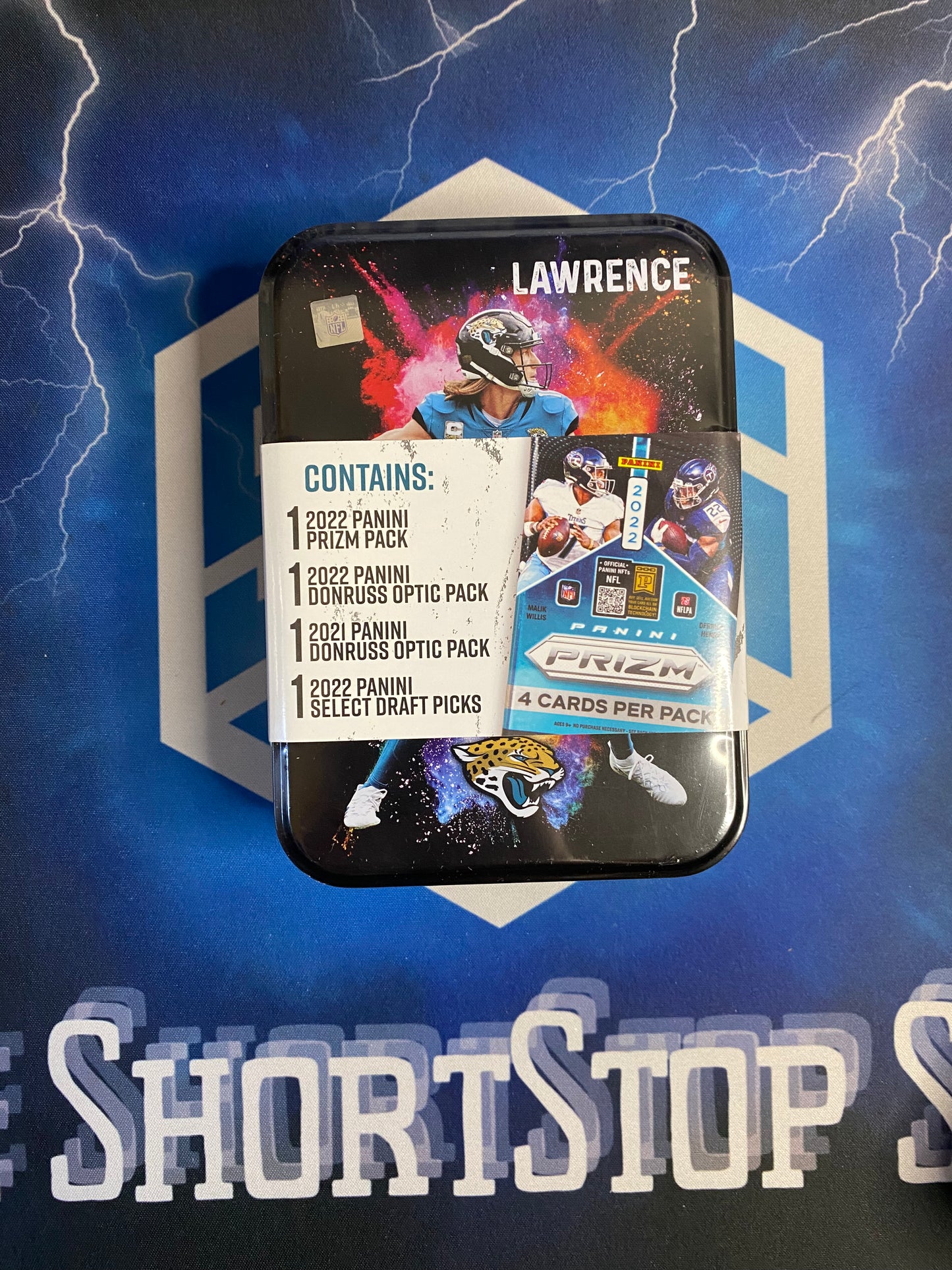 2022 and 2021 Football Collector's Tin With Football Card Packs (Trevor Lawrence)