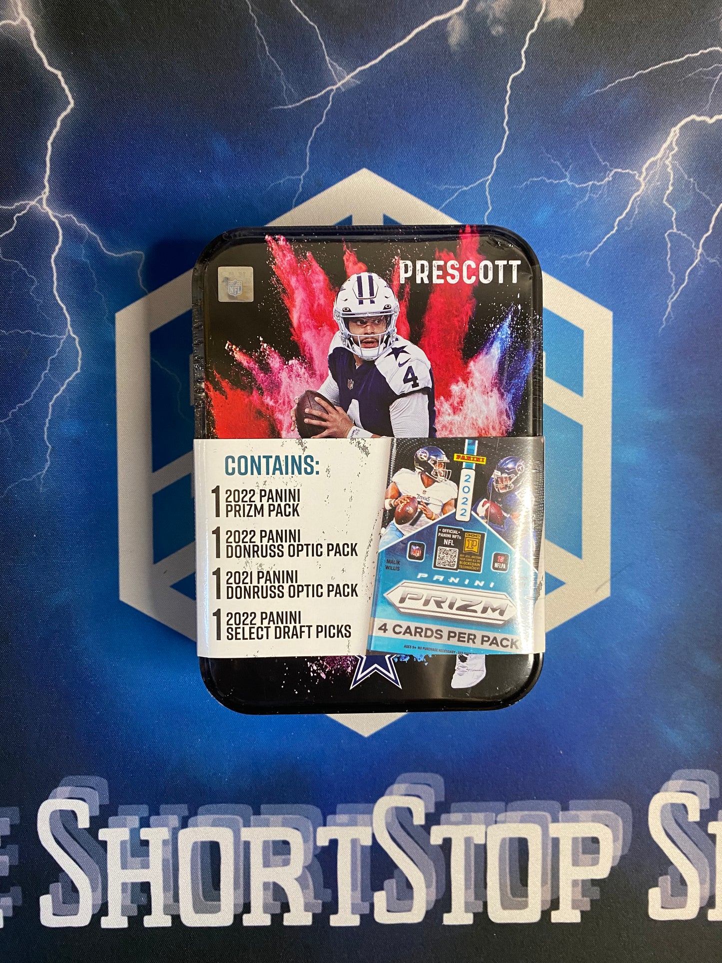 2022 and 2021 Football Collector's Tin With Football Card Packs (Dak Prescott)