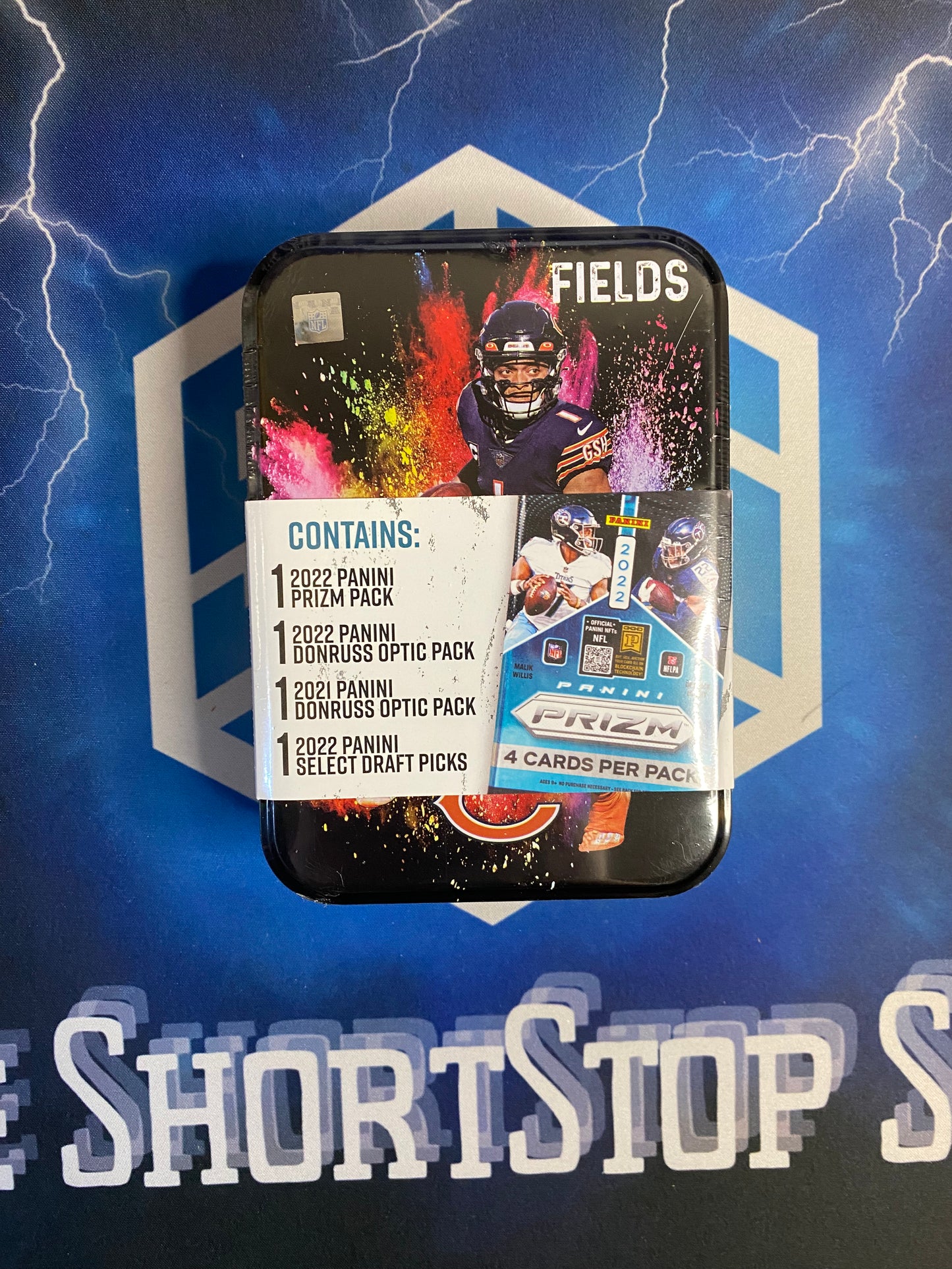 2022 and 2021 Football Collector's Tin With Football Card Packs (Justin Fields)