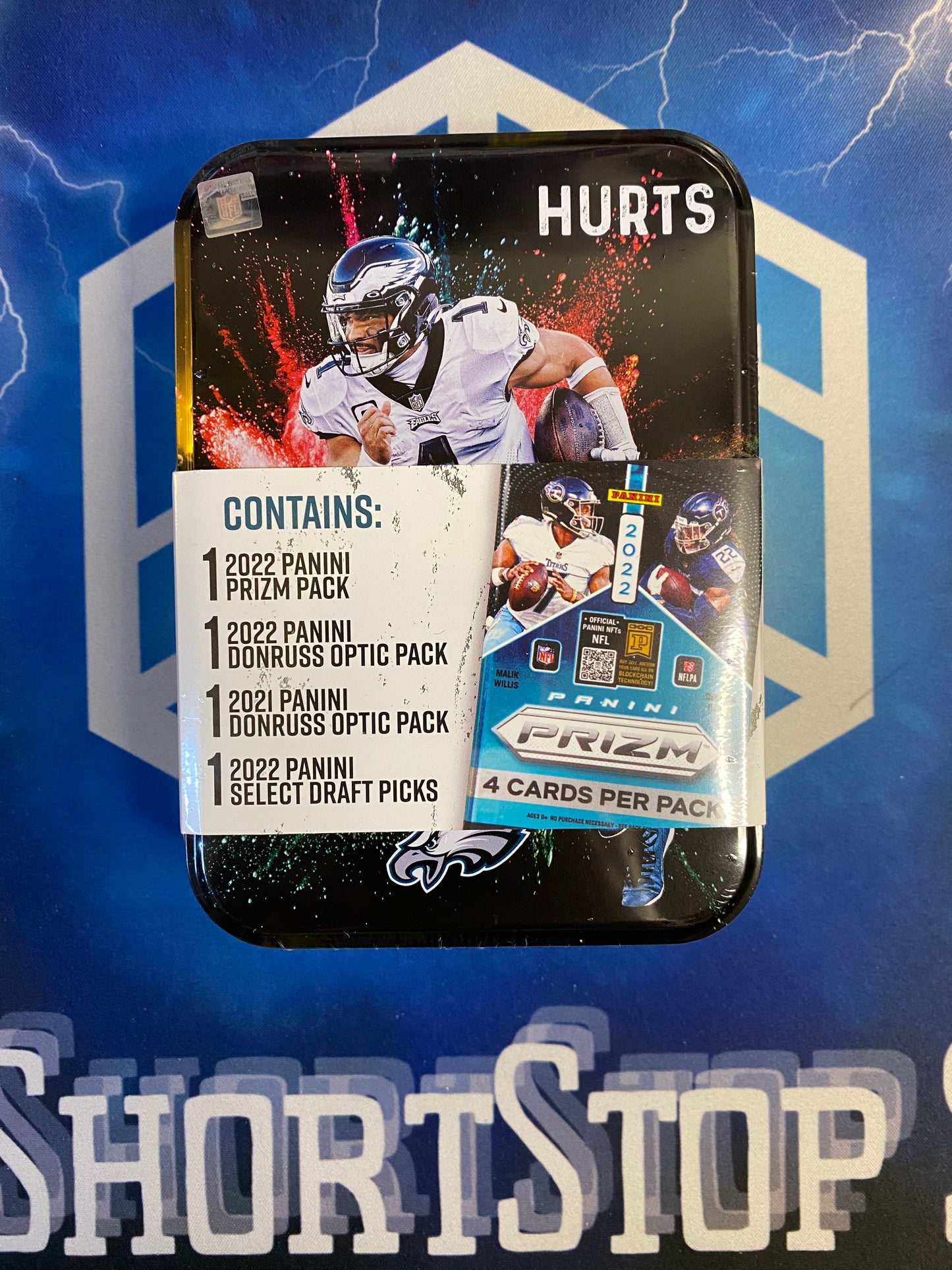 2022 and 2021 Football Collector's Tin With Football Card Packs (Jalen Hurts)